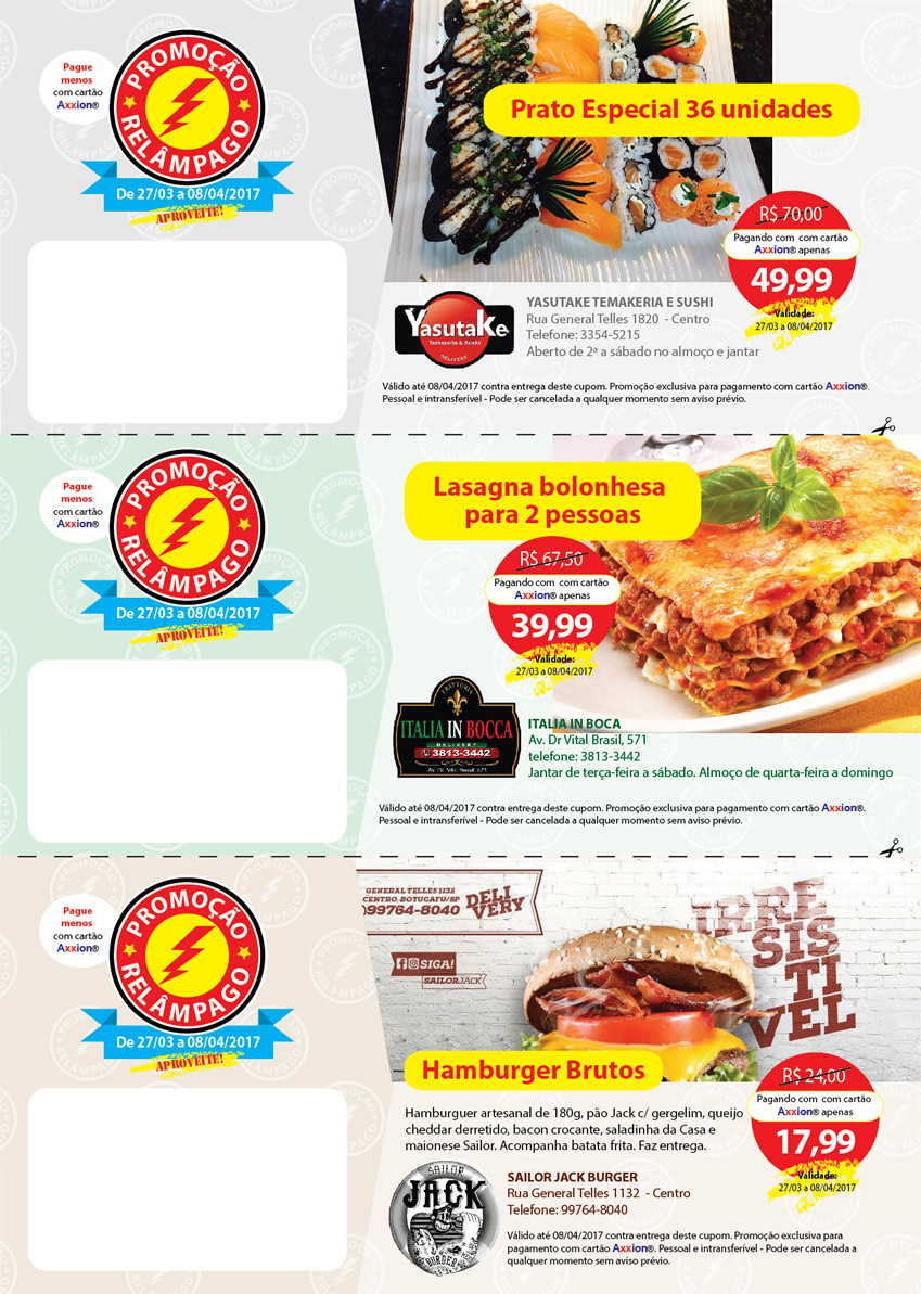 Design gráfico de Folheto de Cupons A4 para Cartões Axxion | Osvaldo Almeida Designer