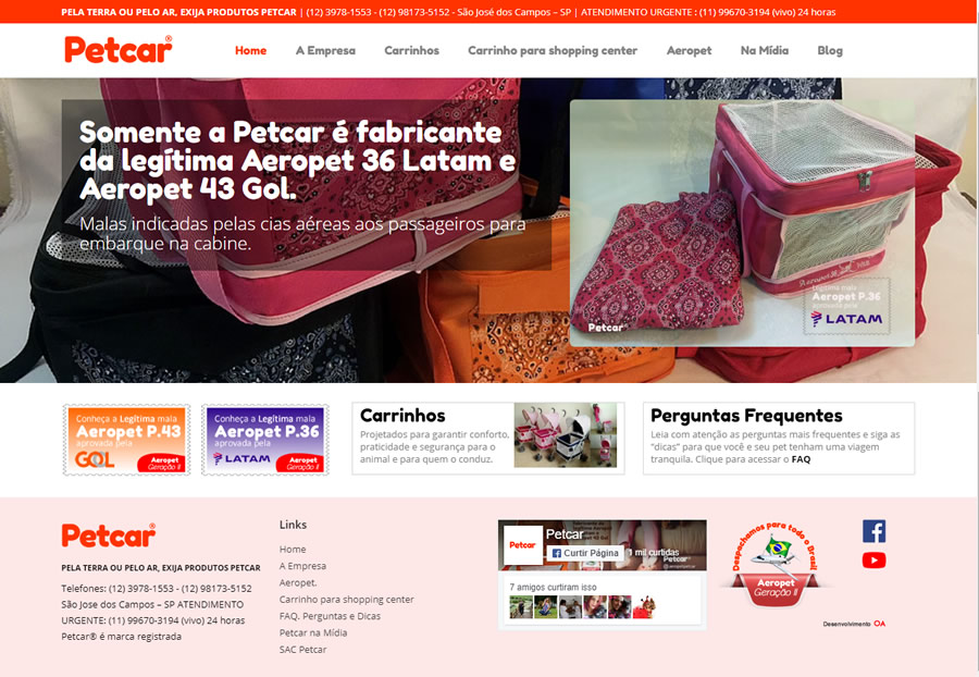 Site da Petcar Carrinhos  - São Sebastião - SP