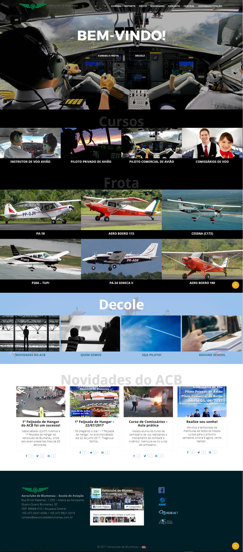 Site do Aeroclube de Blumenau